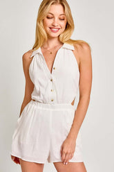 Chic White Collared Sleeveless Romper | Effortless Style, Rompers, $ 55.00, A Moment Of Now™